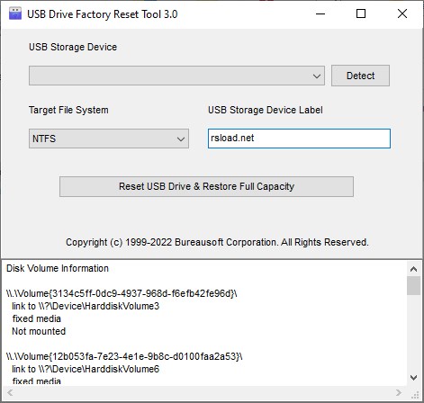 USB Drive Factory Reset Tool